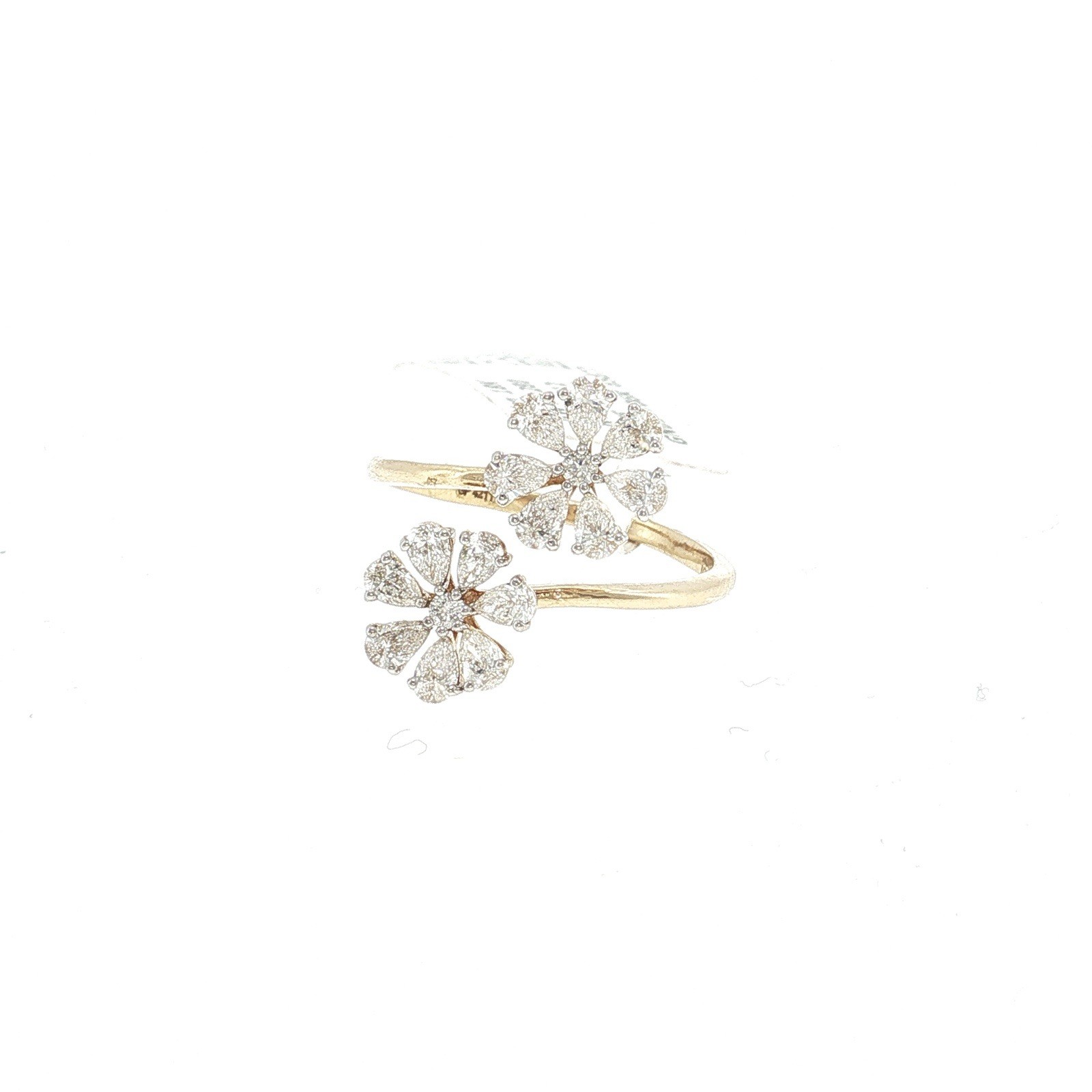 18K Pear Shaped Diamond Floral Bypass Ring