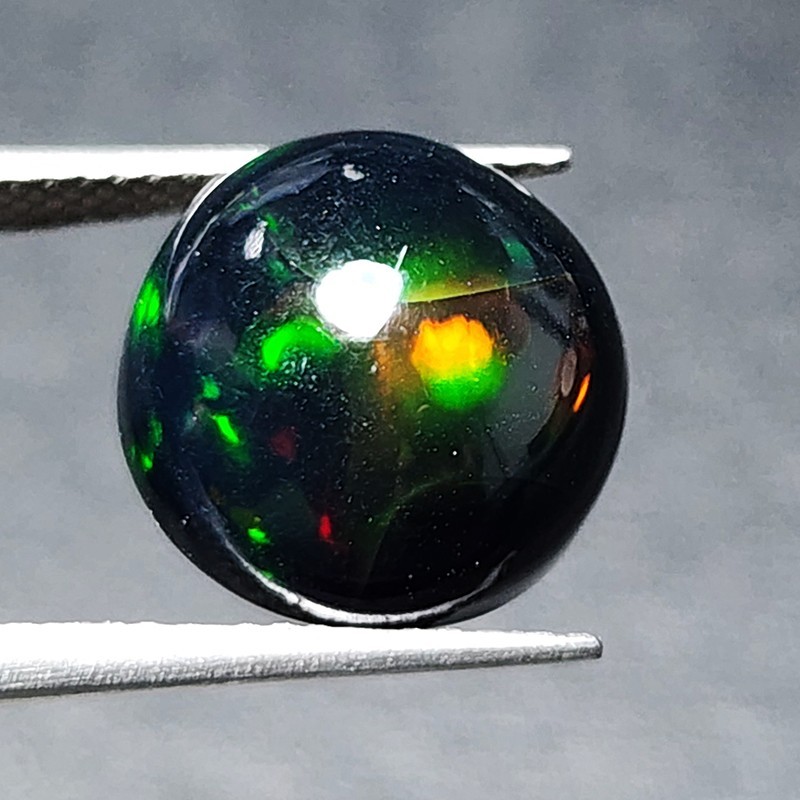 Natural Ethiopian Welo Honeycomb Black Opal Round AAA Fire Loose Gemstone 4.85Ct