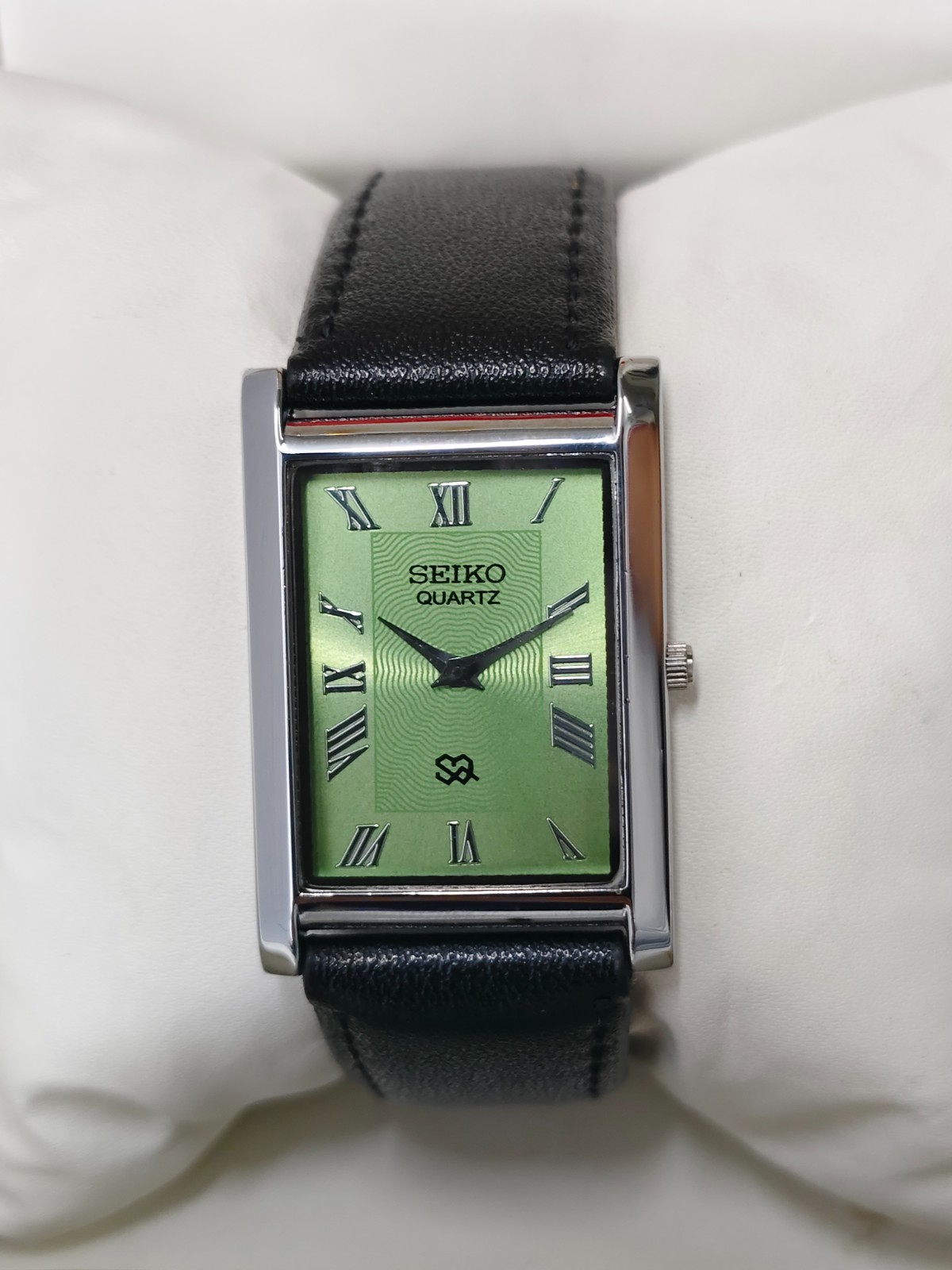 Vintage Refurbished Seiko Slim Tank Green Quartz Japan Men s Wrist Watch