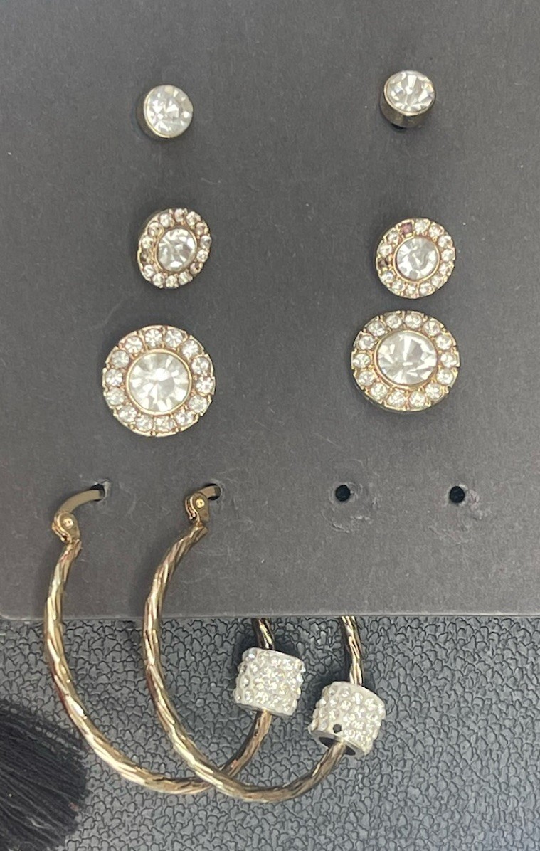 EARRING LOT STUD DANGLE DROP HOOP RHINESTONE BEADS