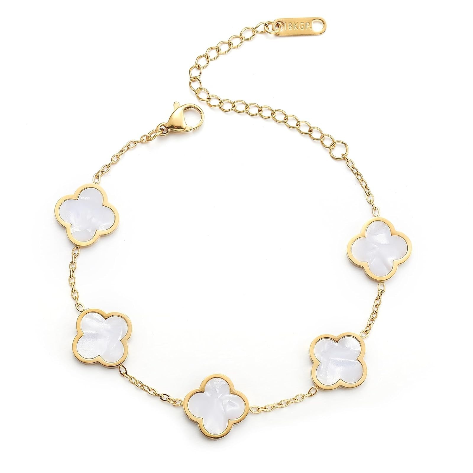 18K Gold Plated Clover Lucky Bracelet for Women – Trendy Jewelry Gift