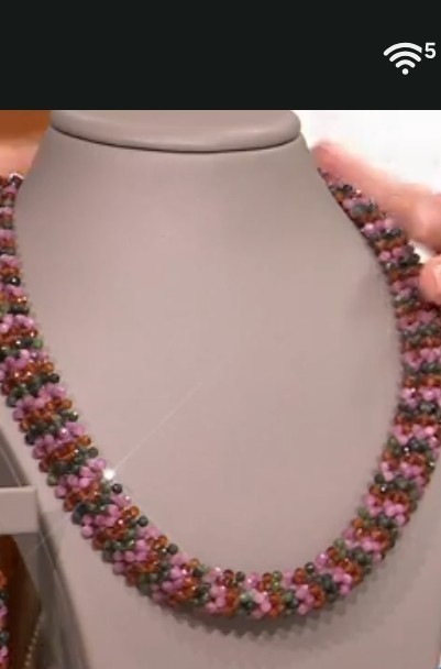 Jay King Pink, Orange and Green Multigem 18″ Woven Necklace Orig. Price $239.95