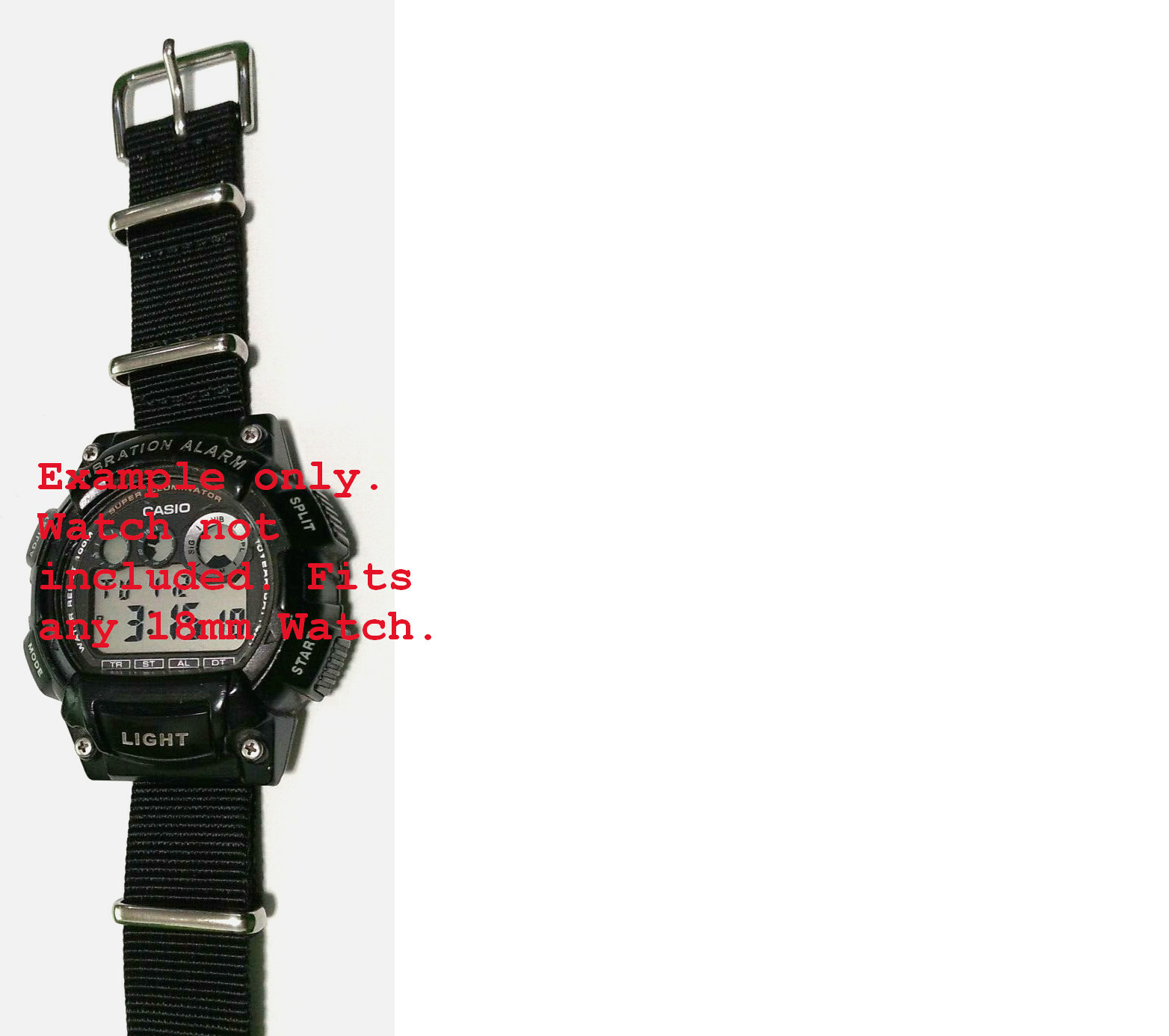 11.5″ LONG Fits any 18mm Black Nylon Simple & EZ Pass Thru Watch Band One Piece
