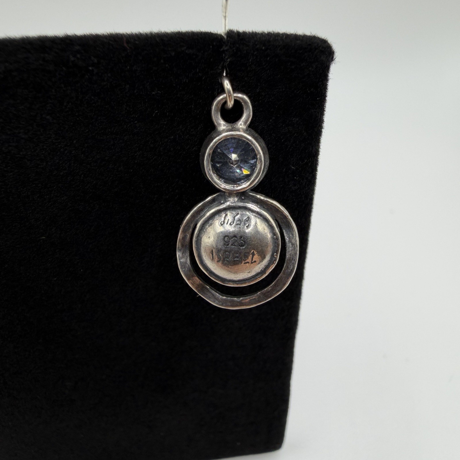 Didae Israel 925 Sterling Silver Pearl & CZ Crystal Circle Dangle Earrings
