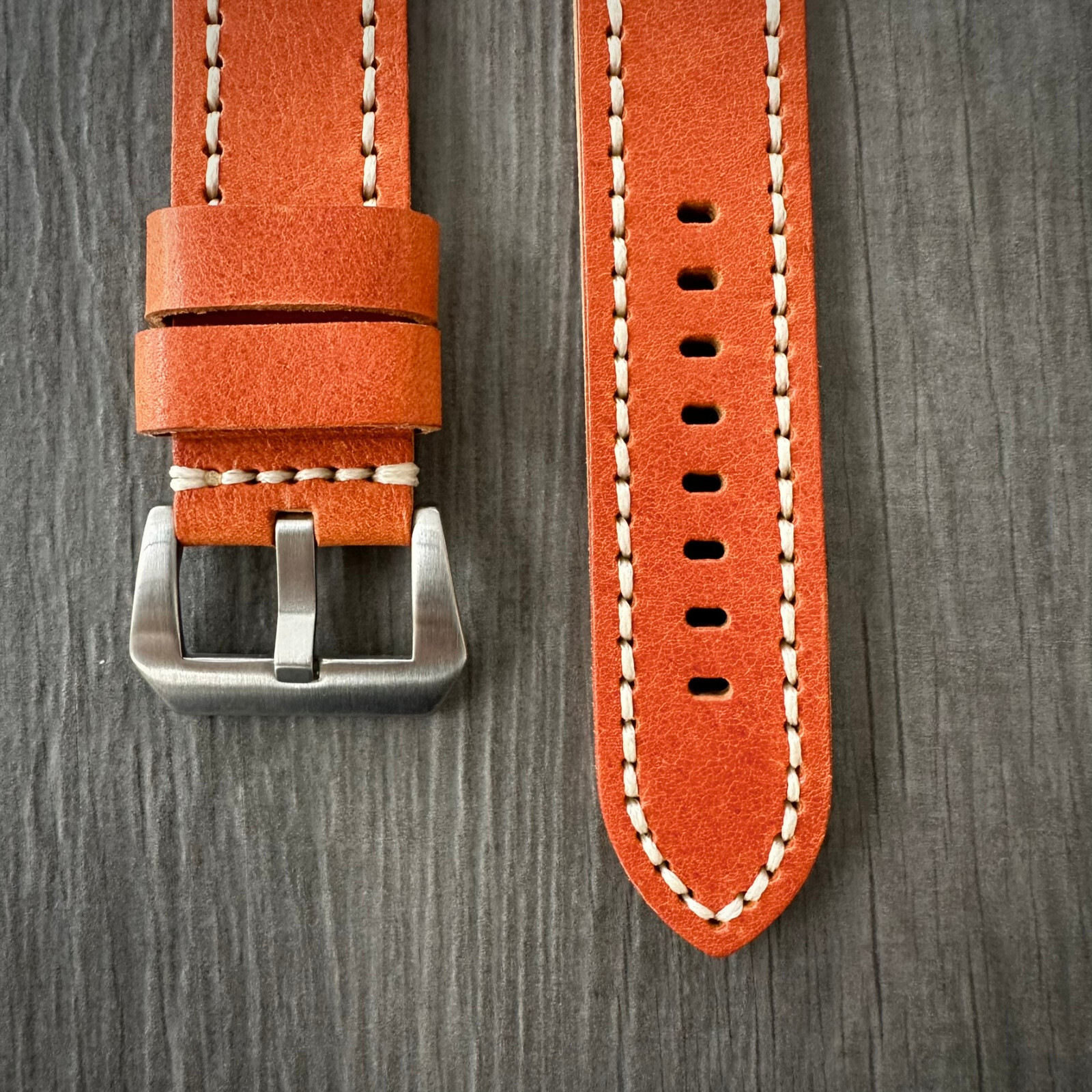 Vintage Orange Leather Watch Strap Band For Apple watch Ultra 1 2 49mm
