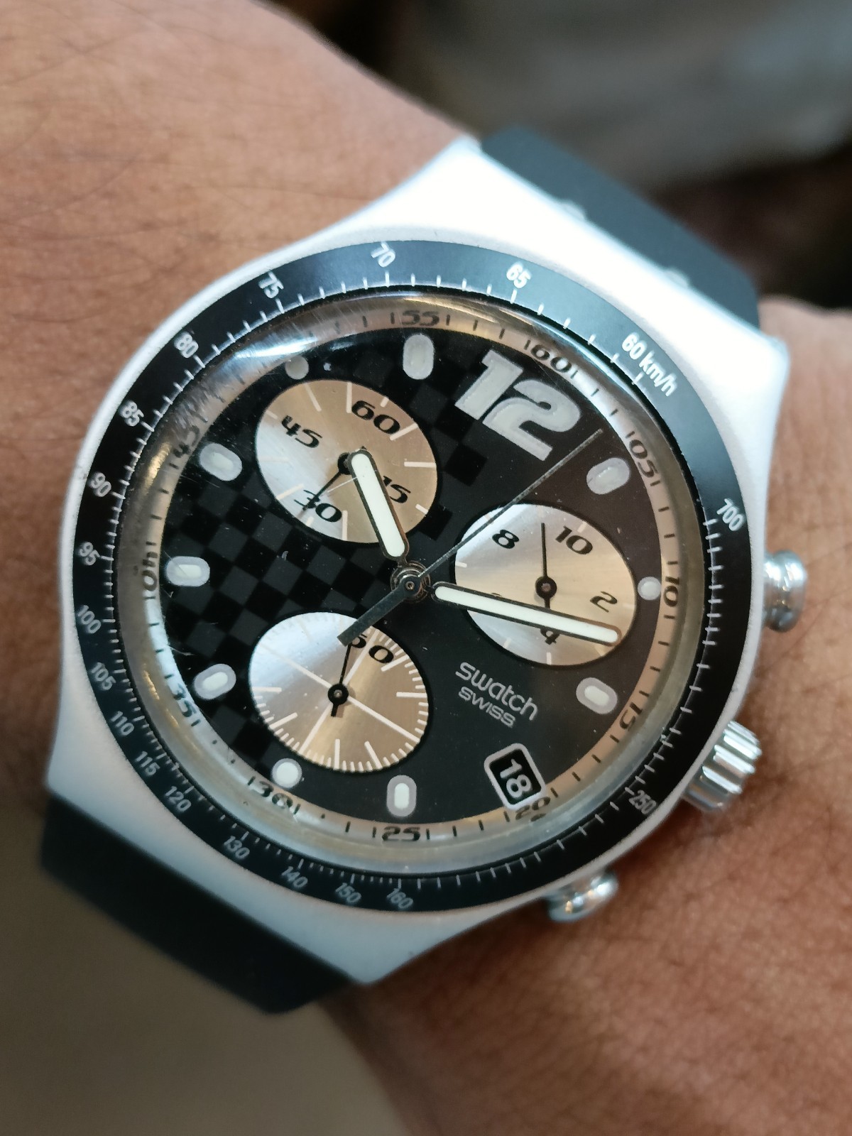 SWATCH IRONY CHRONO QUARTZ ALUMINIUM CASE AG-1999 SWISS MEN’S WORKING CONDITION