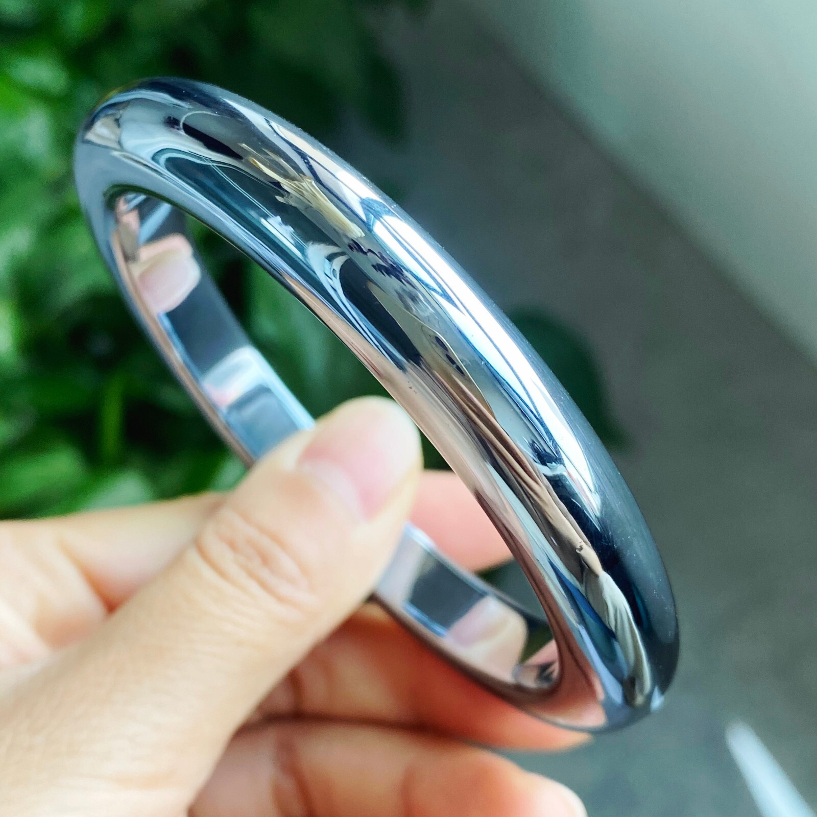 63.5mm Natural White Terahertz Wave Gemstone Bangle AAAA