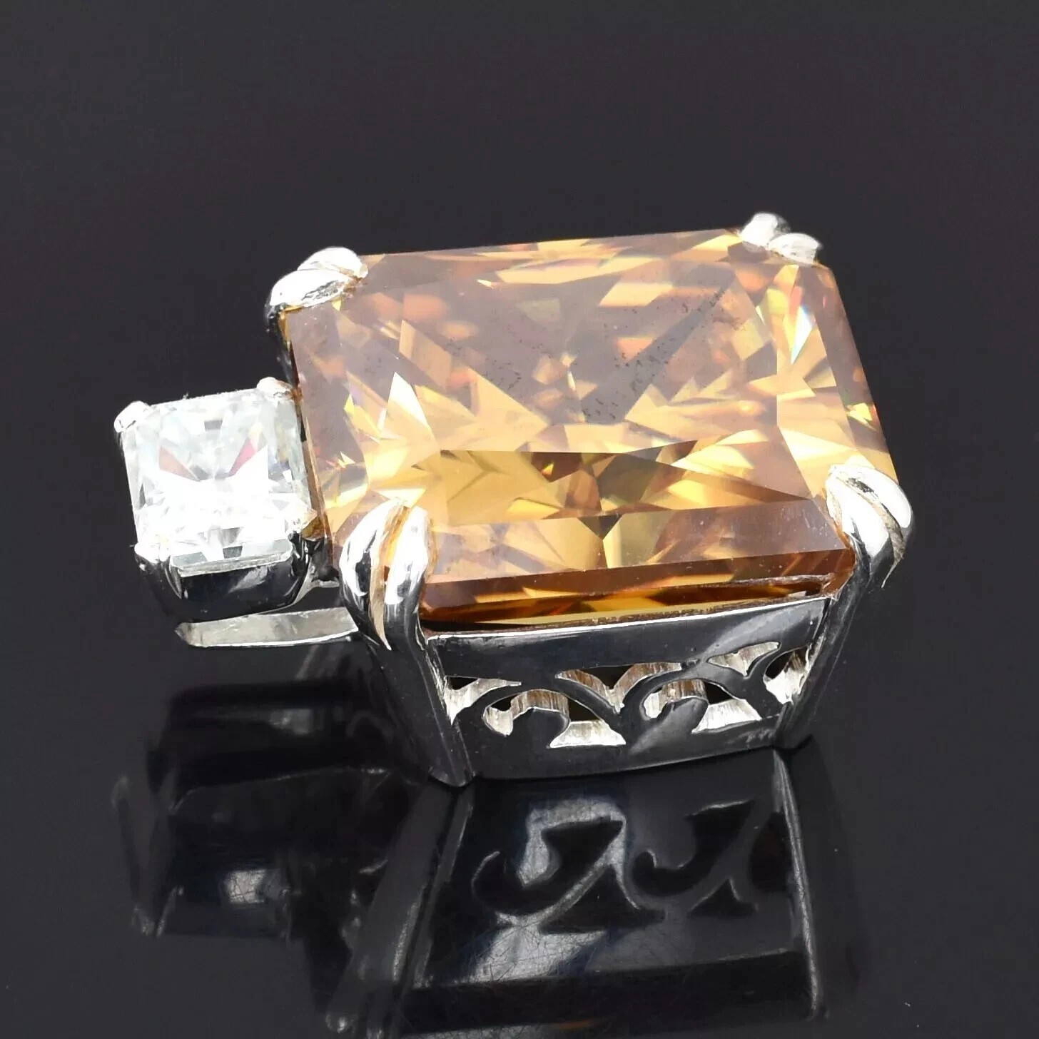 15 Ct Champagne Treated Diamond Pendant Radiant Cut VVS1 Certified Birthday Gift