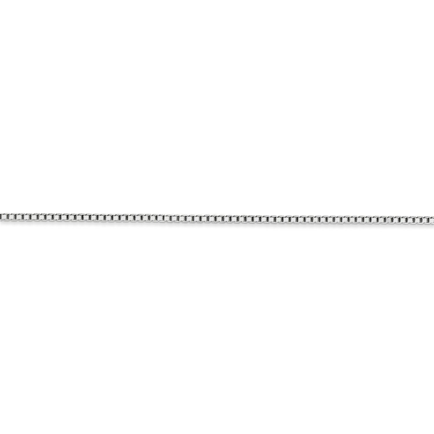 14k White Gold 1.3mm Solid Plain Box Link Chain w/ Lobster Clasp 14″ – 30″