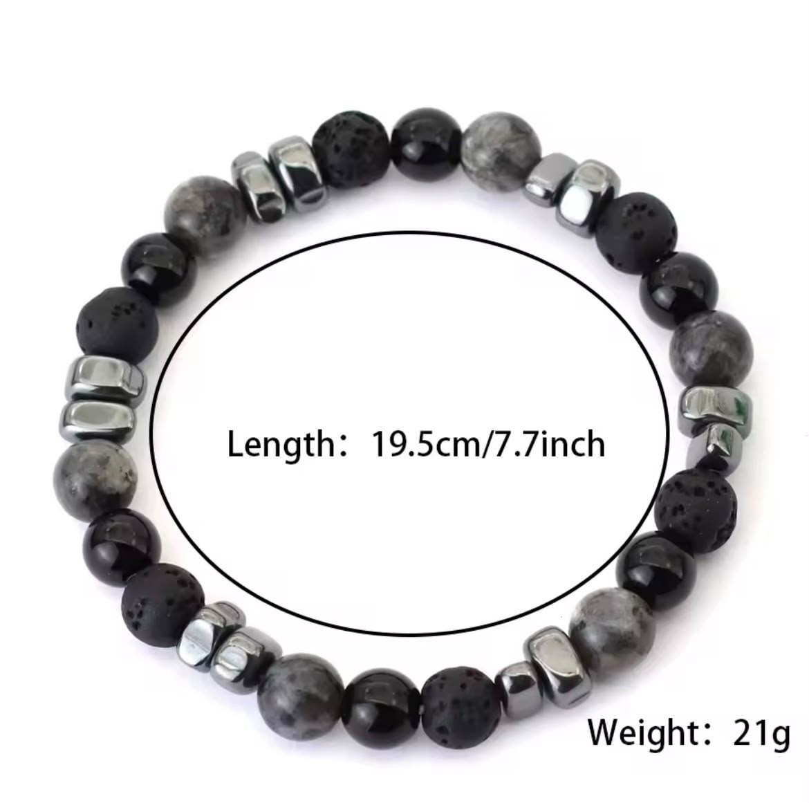 Irregular Hematite Tiger Eye Lava Stone Bracelet Men Healing Yoga Men Women