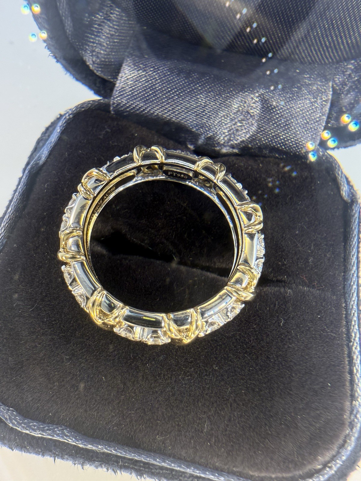 TIFFANY & CO. SCHLUMBERGER 16 STONE X DIAMOND 18K GOLD PLATINUM RING SIZE 7.0
