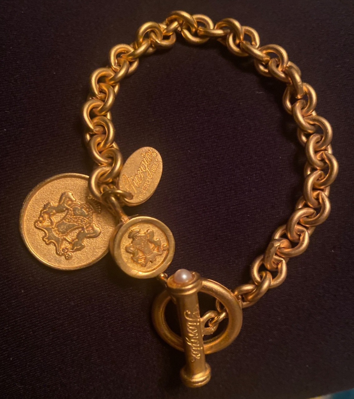 Vintage Giorgio Beverly Hills Gold Pearl Charm Bracelet. VTG 70’s 80’s 90’s