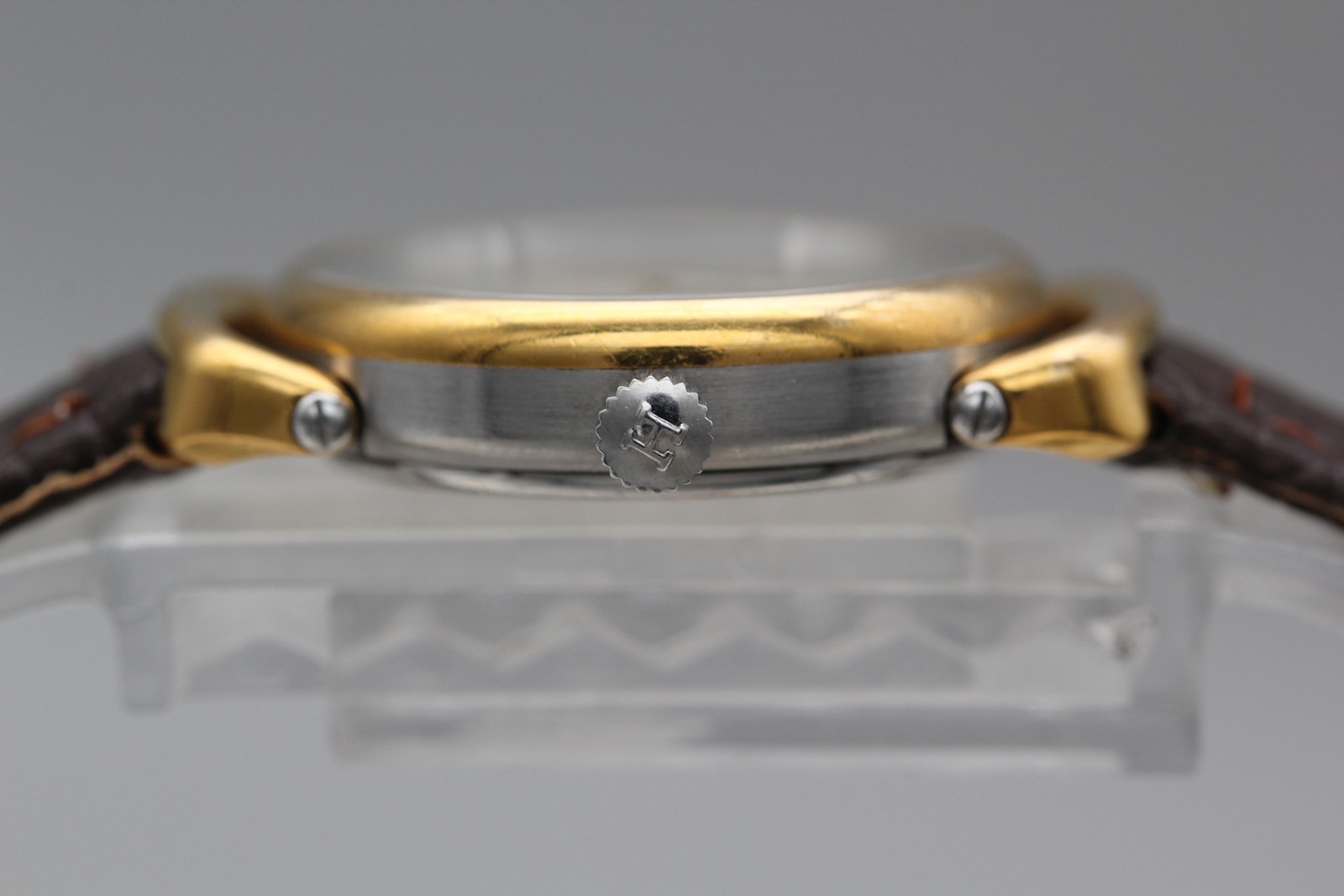 Serviced【Near MINT / Box】HERMES Pullman 24mm Gold Dial Quartz Date Women’s Watch