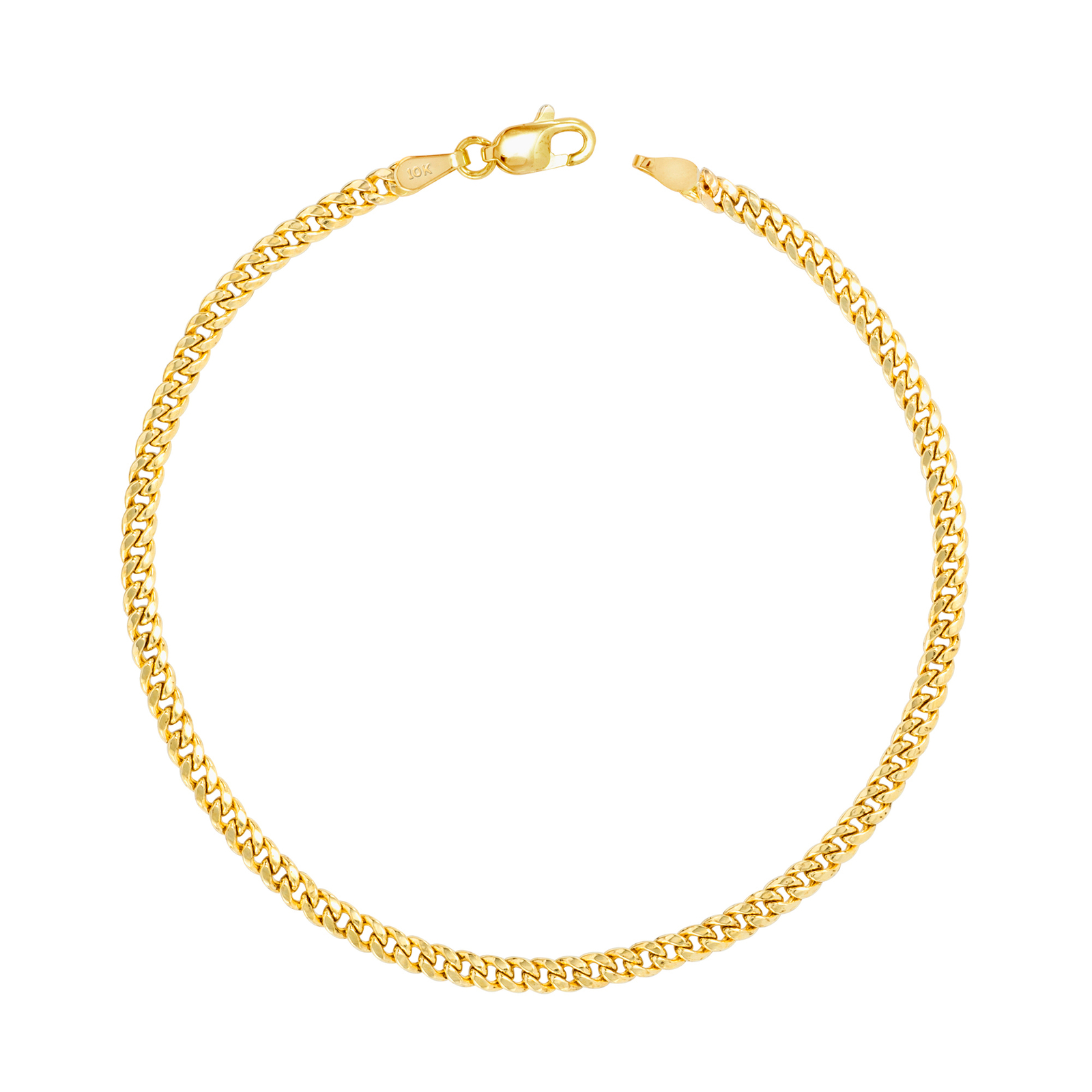 10K Yellow Gold 3.5mm Miami Cuban Link Chain Bracelet Lobster Clasp 7″ 8″ 9″