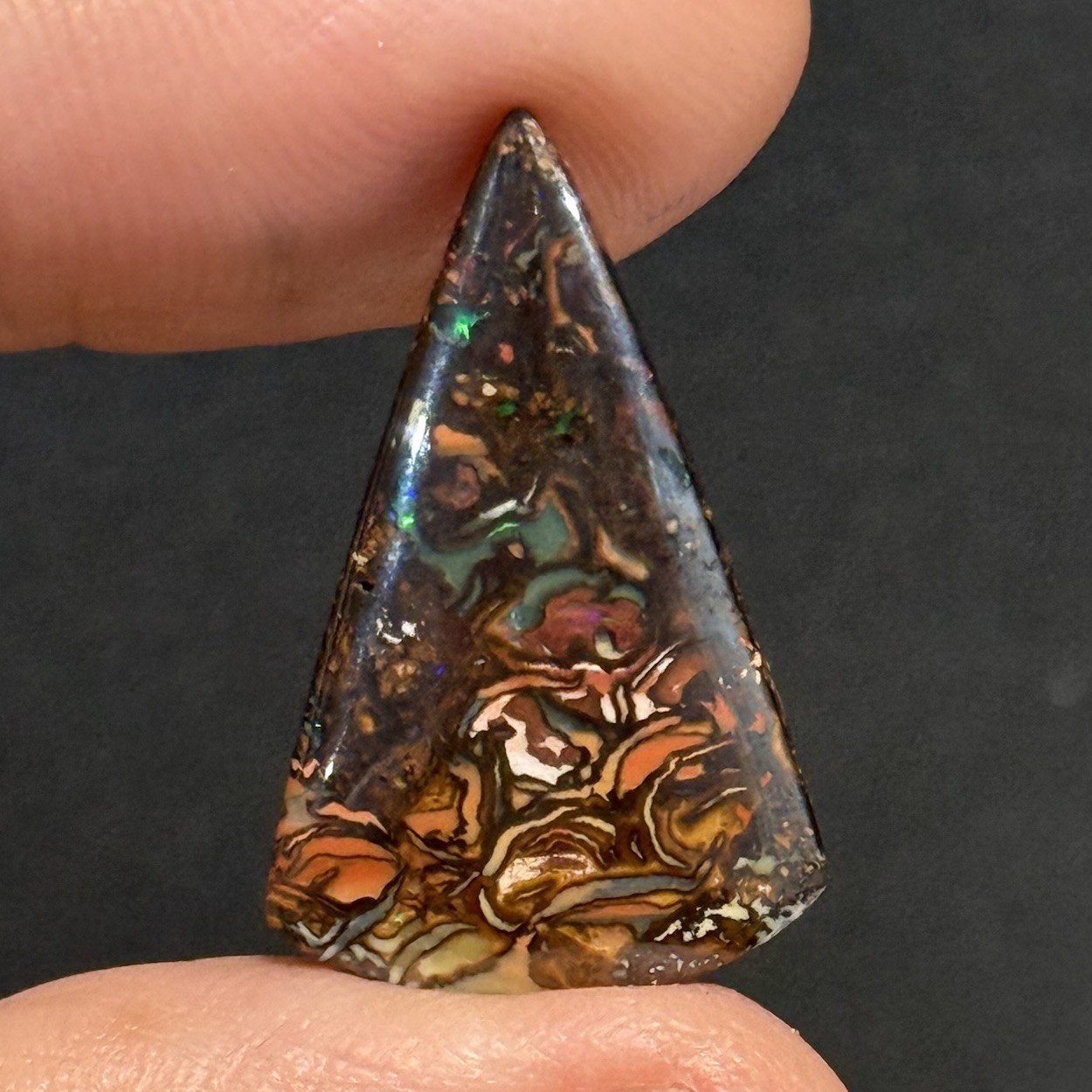 11ct 25×15.8×3.7mm Colorful Australian Koroit Boulder Opal Drop Cabochon Gem