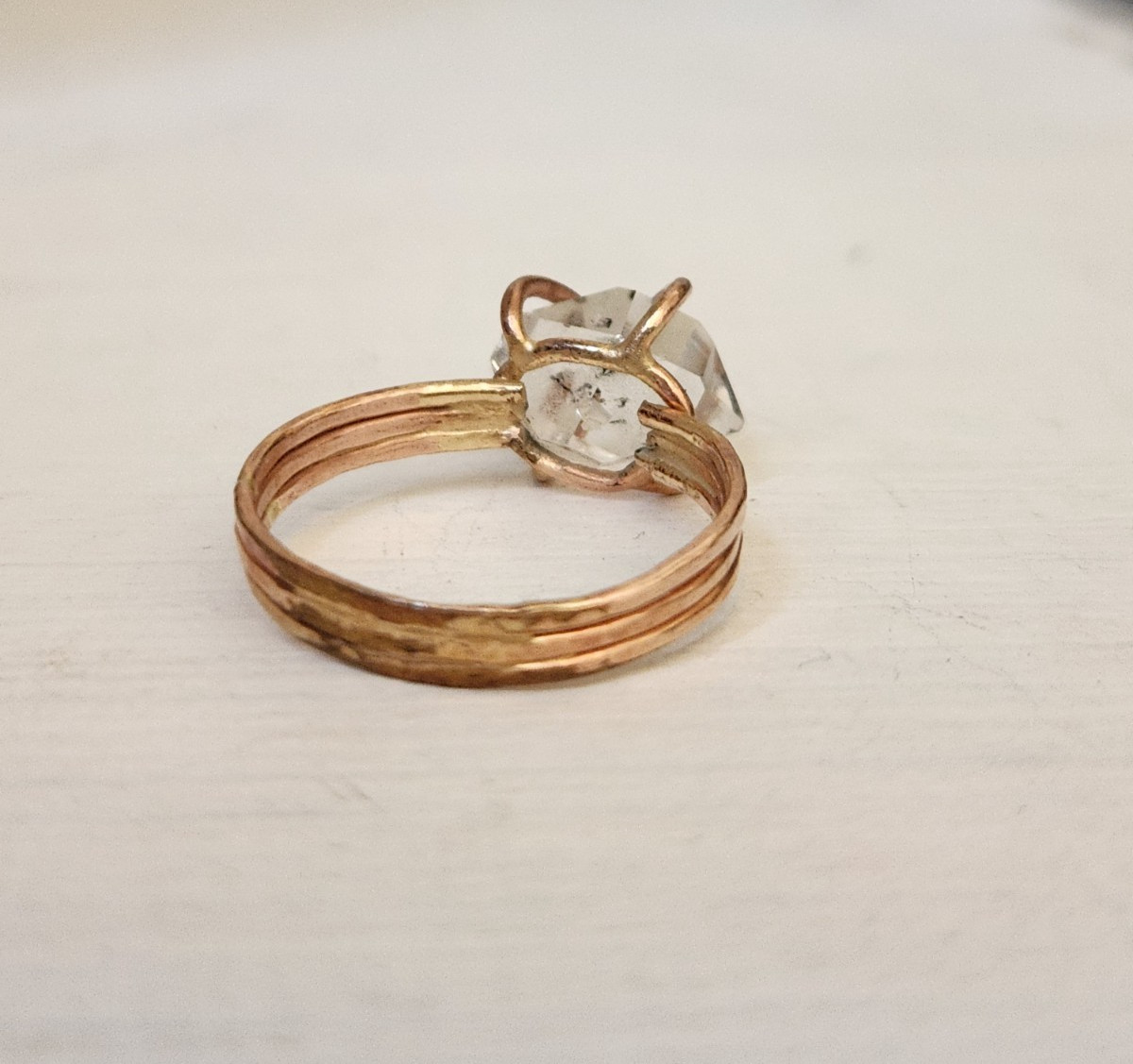 Herkimer Diamond Ring 14k Rose Gold Filled Engagement Ring US 8