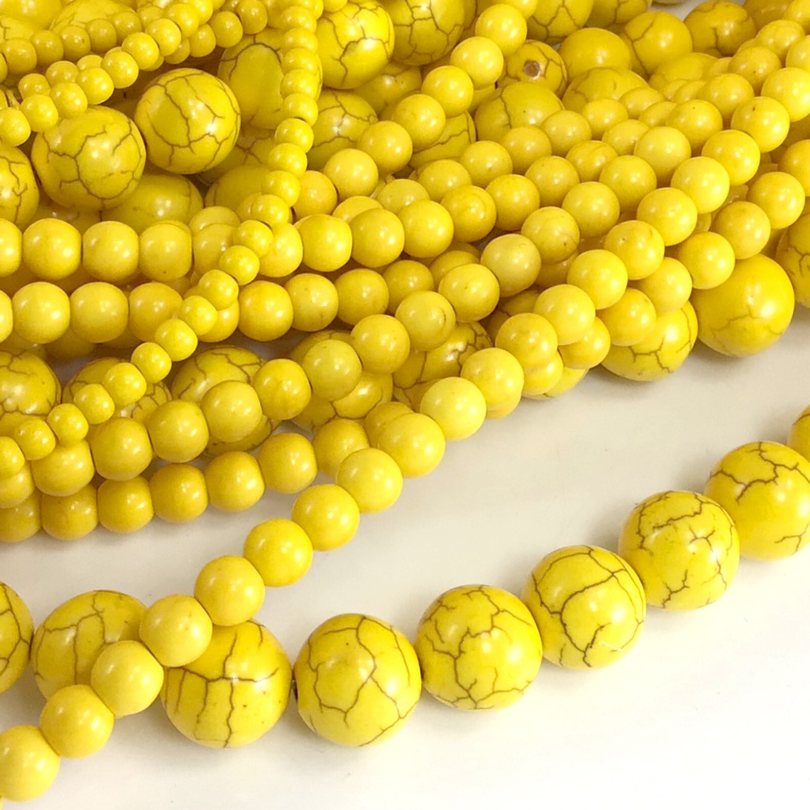 Yellow Gemstone Howlite Magnesite Turquoise Round Loose Bead 15″ 4 6 8 10 12 14