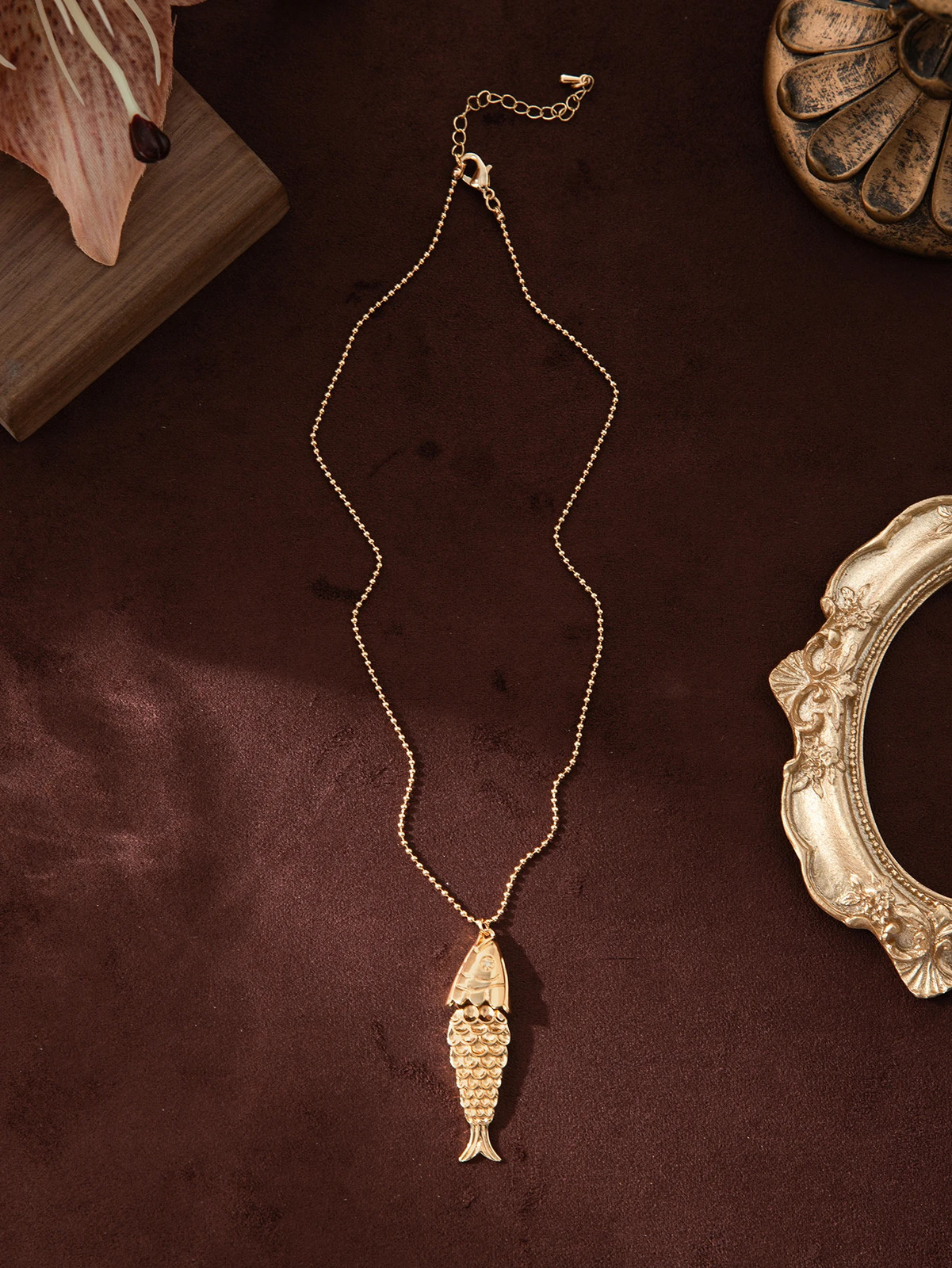 Koi Fish Pendant Necklace Zircon Gold Plated Hip Hop Lucky Jewelry Gift