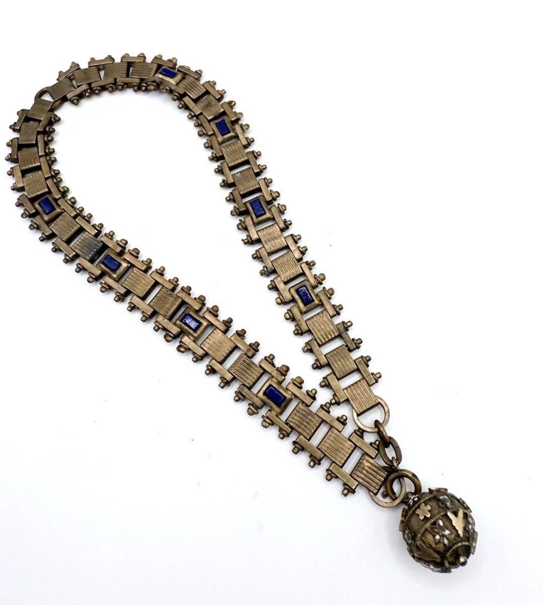 Antique Victorian BookChain Necklace Watch Chain Gold Filled Fob Pendant Germany