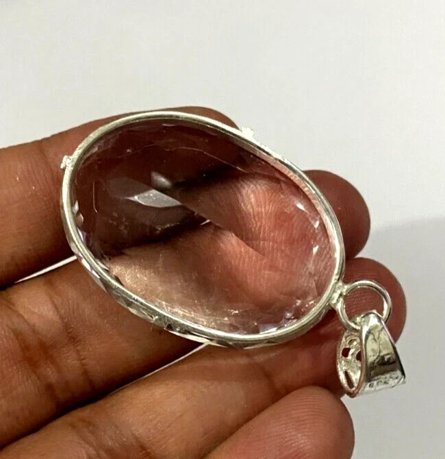 95.2 Ct EGL Certified Natural Oval White Topaz 925 Solid Silver Pendant Gemstone