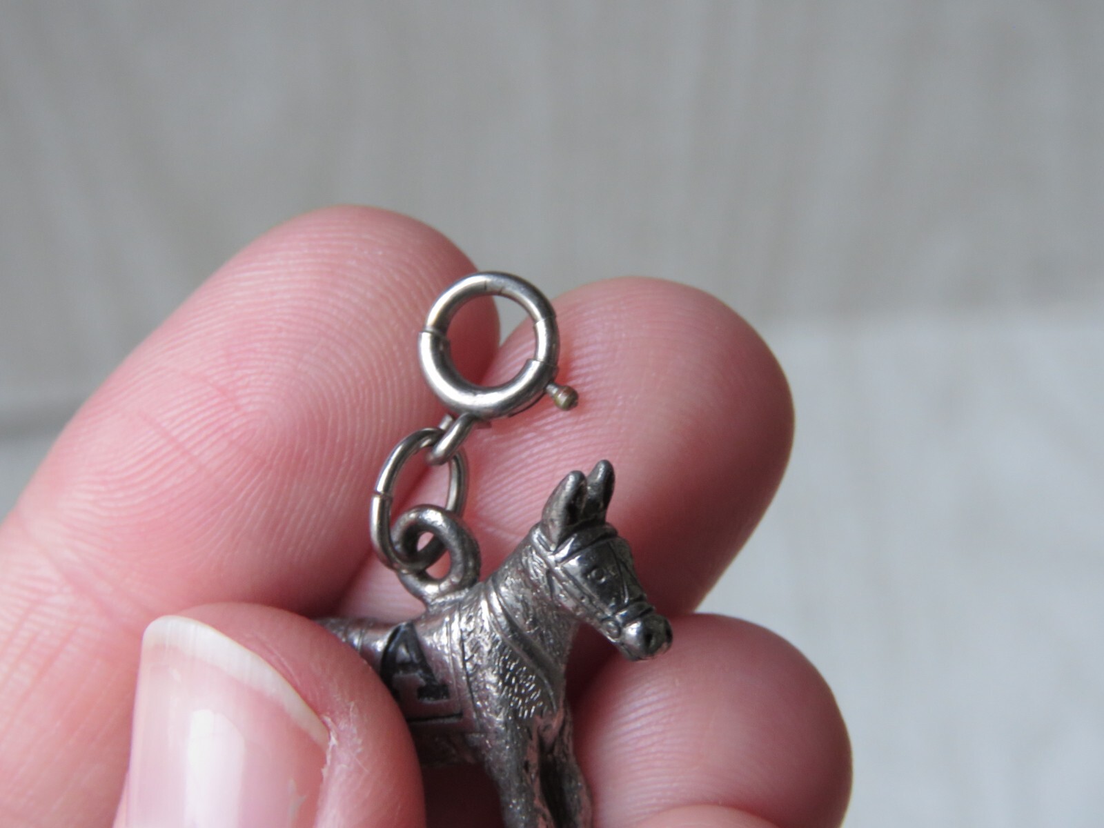 VTG Signed Kinney Sterling Silver Mule Donkey Animal A Bracelet Charm 0.75″