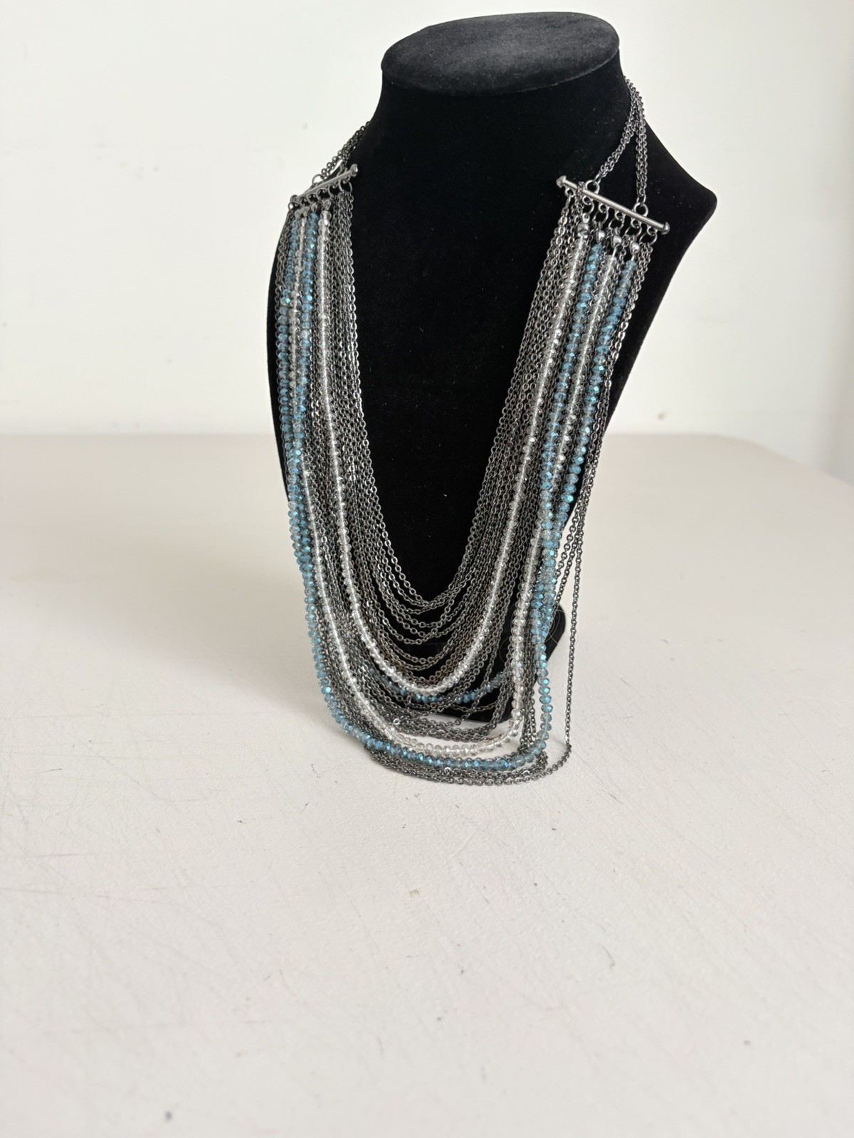 Macy’s Inc International Concepts Multi Strand Bead & Gunmetal Chains Necklace