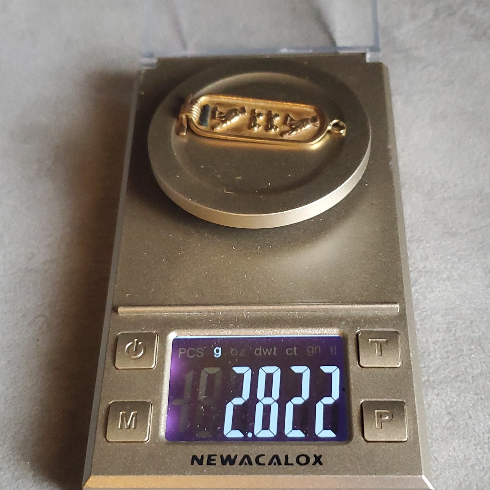 18k Gold Animal Hieroglyphic Cartouche Charm Pendant Needs New Bail For Chain