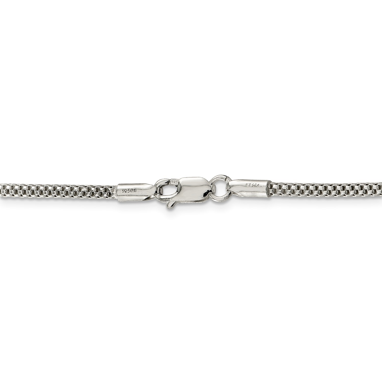 Sterling Silver Solid 2.4mm Plain Corona Link Chain w/ Lobster Clasp 16″ – 24″