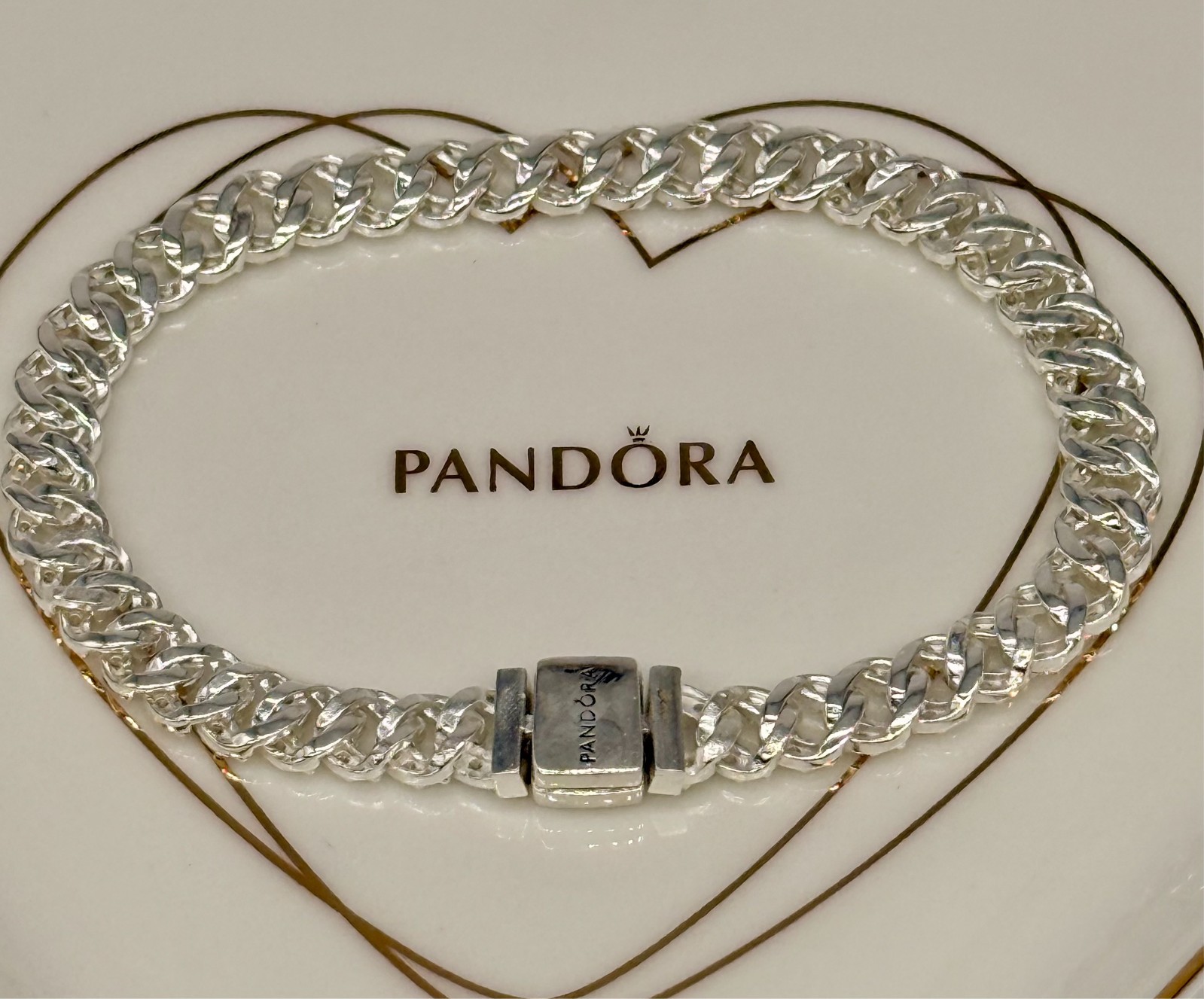 New Genuine Pandora Timeless Pavé Cuban Chain Bracelet 593008C01 Various Sizes