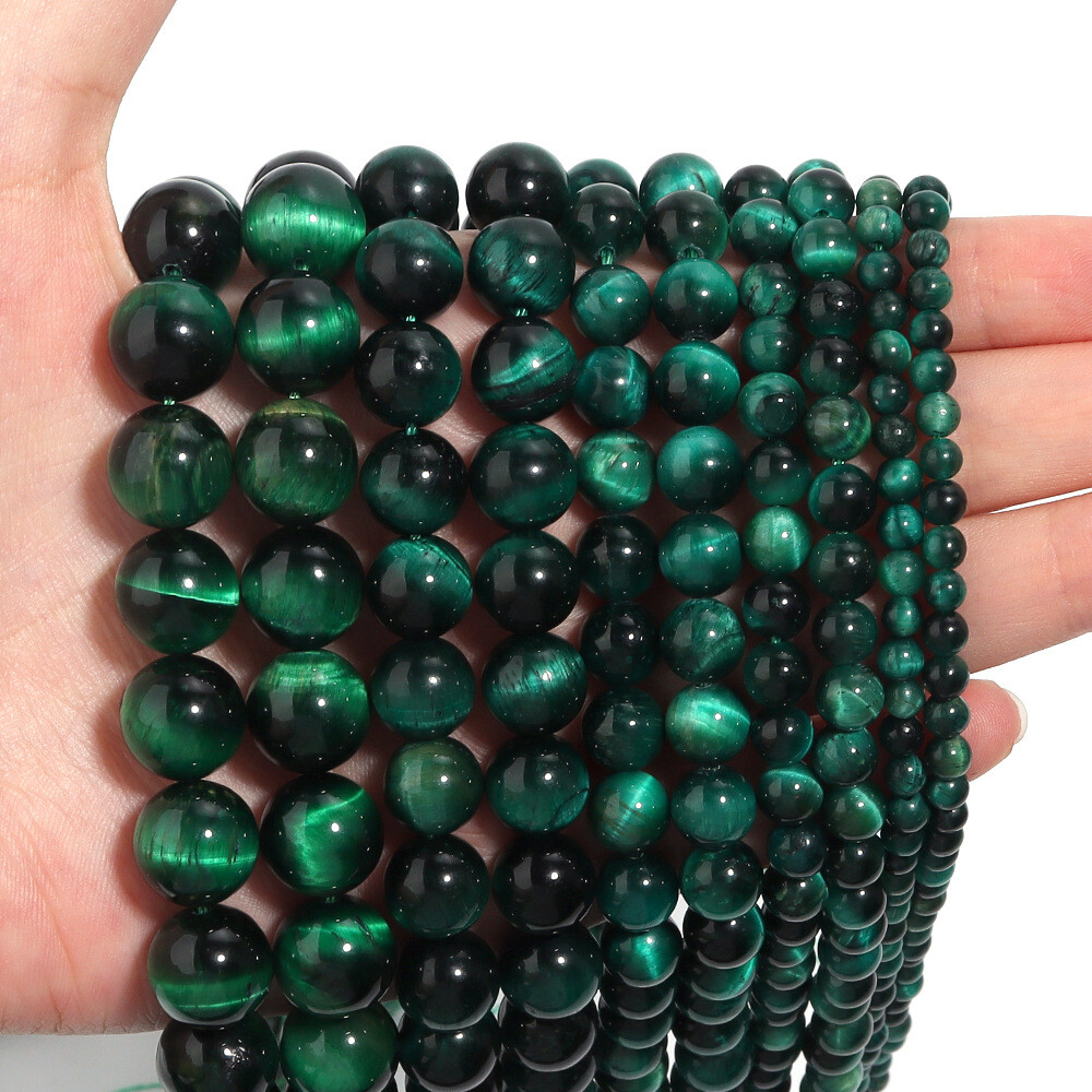 Natural Tiger’s Eye Gemstone Smooth Round Loose Beads for DIY Bracelet Necklace
