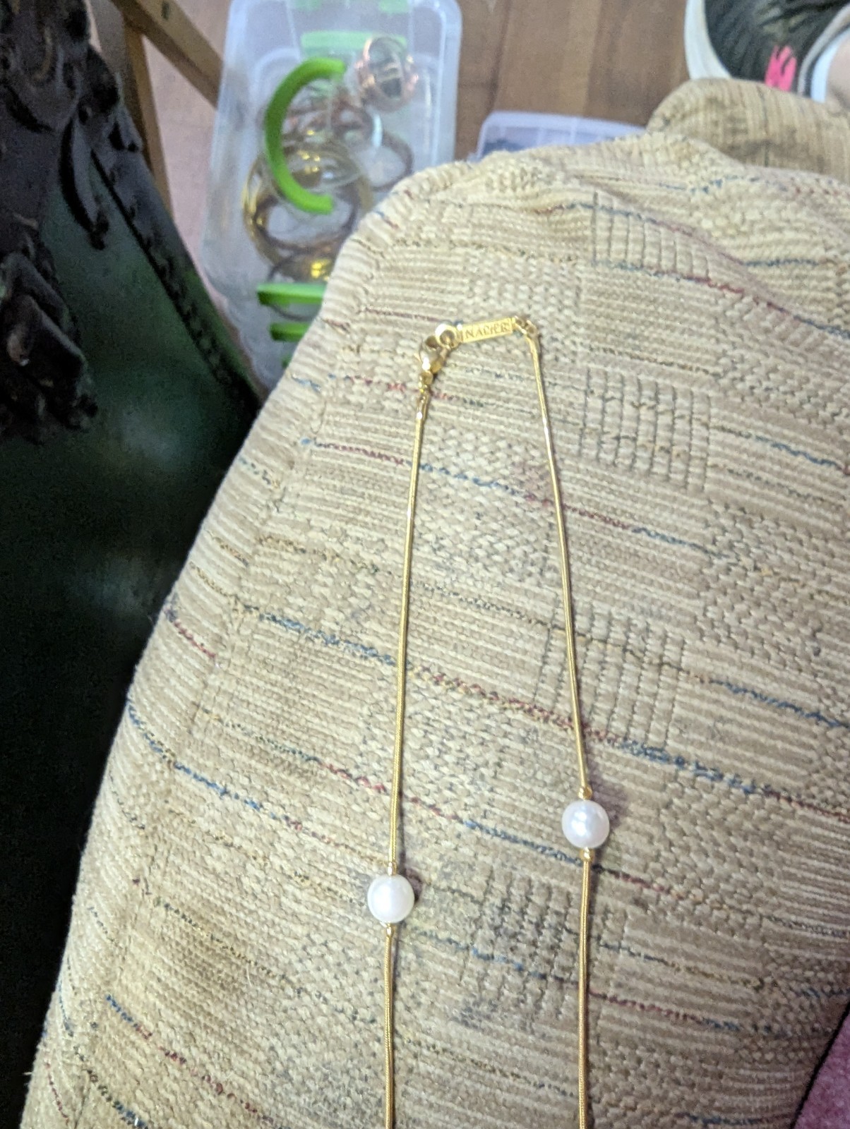 Vintage Napier Gold Tone With Faux Pearls Necklace. Beautiful But Simplicity