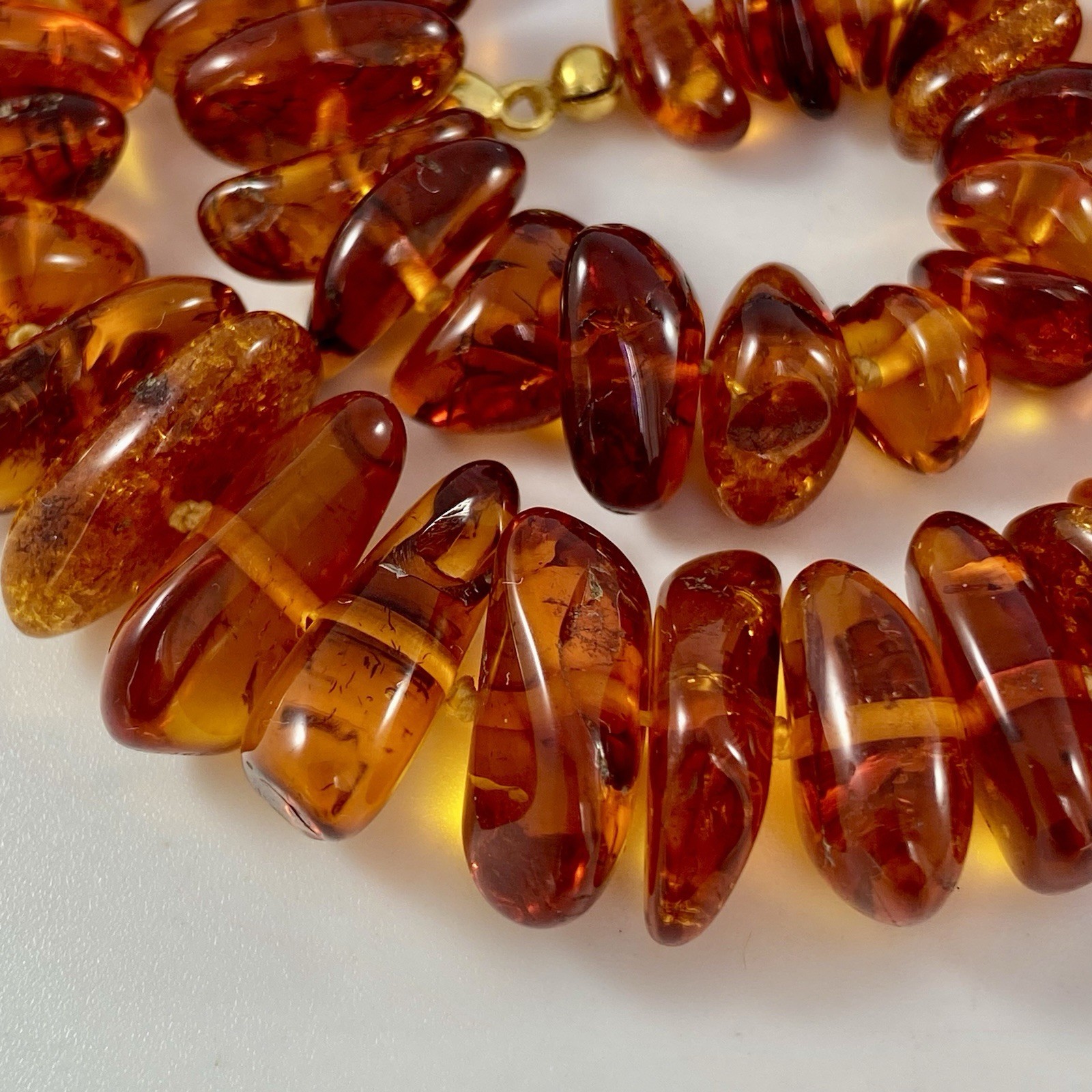Vintage Natural Baltic Amber Necklace 18,5″ Polished Cognac Nugget Beads