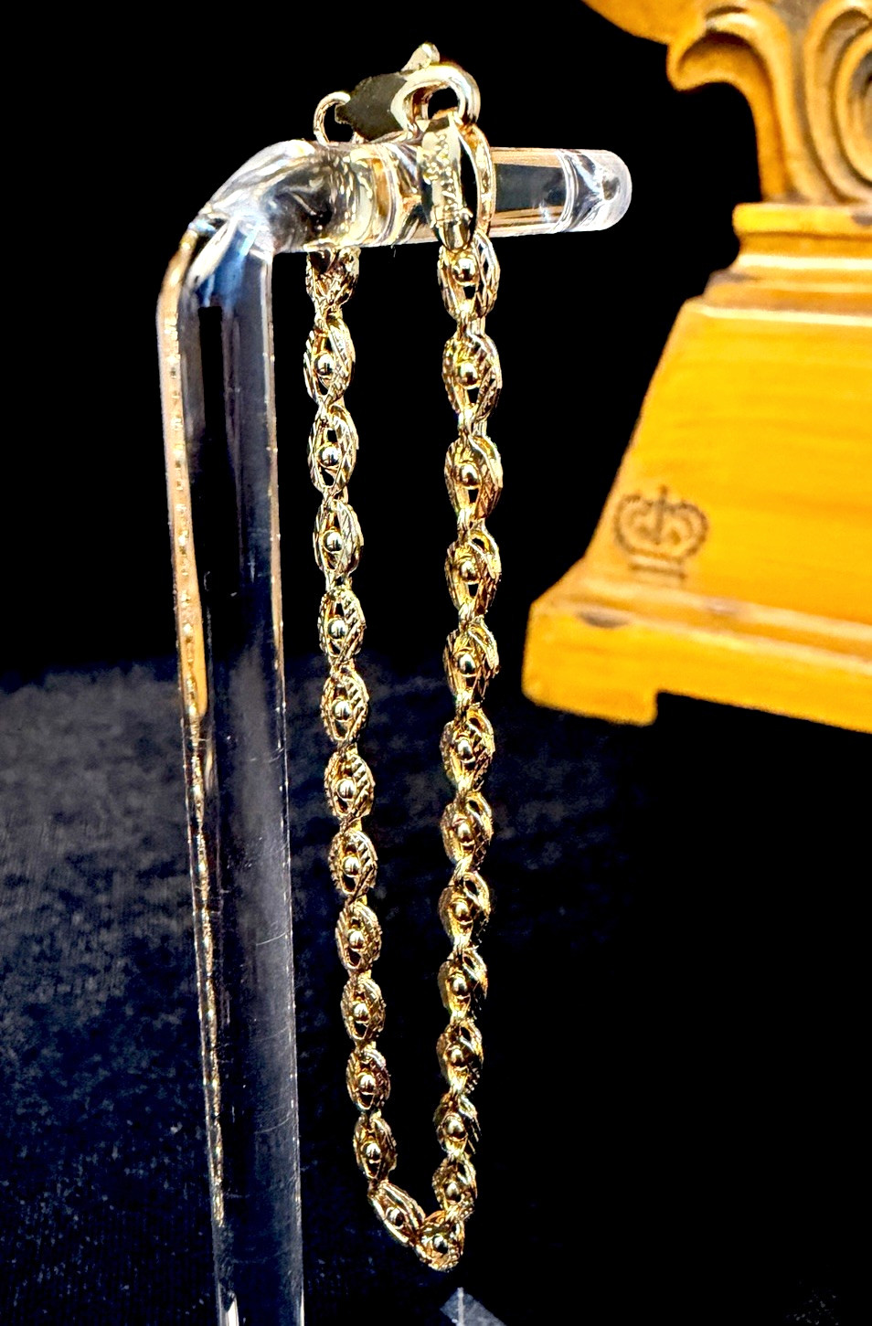 Stunning Evil Eye 14L Gold Filled Bracelet 7.5 in 4MM/Lobster Clasp Closure