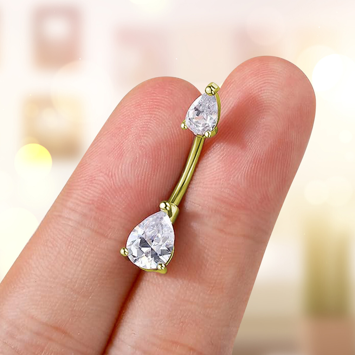 Belly Button Ring 14G Surgical Steel Barbell Belly Ring Navel Piercing Jewelry