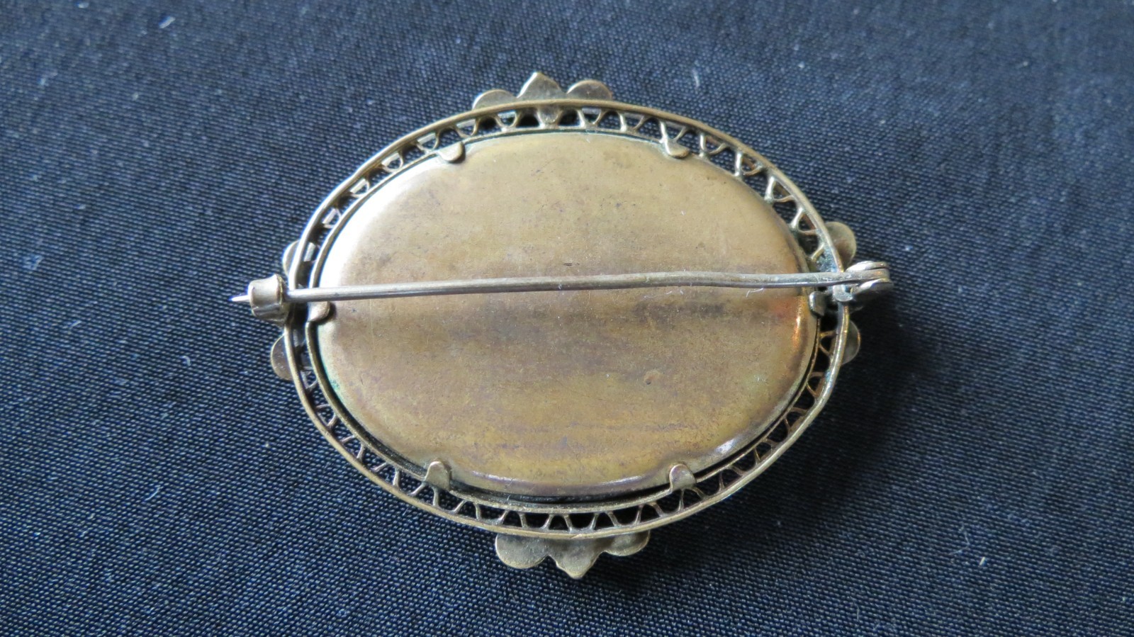 Victorian Gold Fill PIETRA DURA Micro Mosaic Floral Brooch C Clasp Pin Rare Find