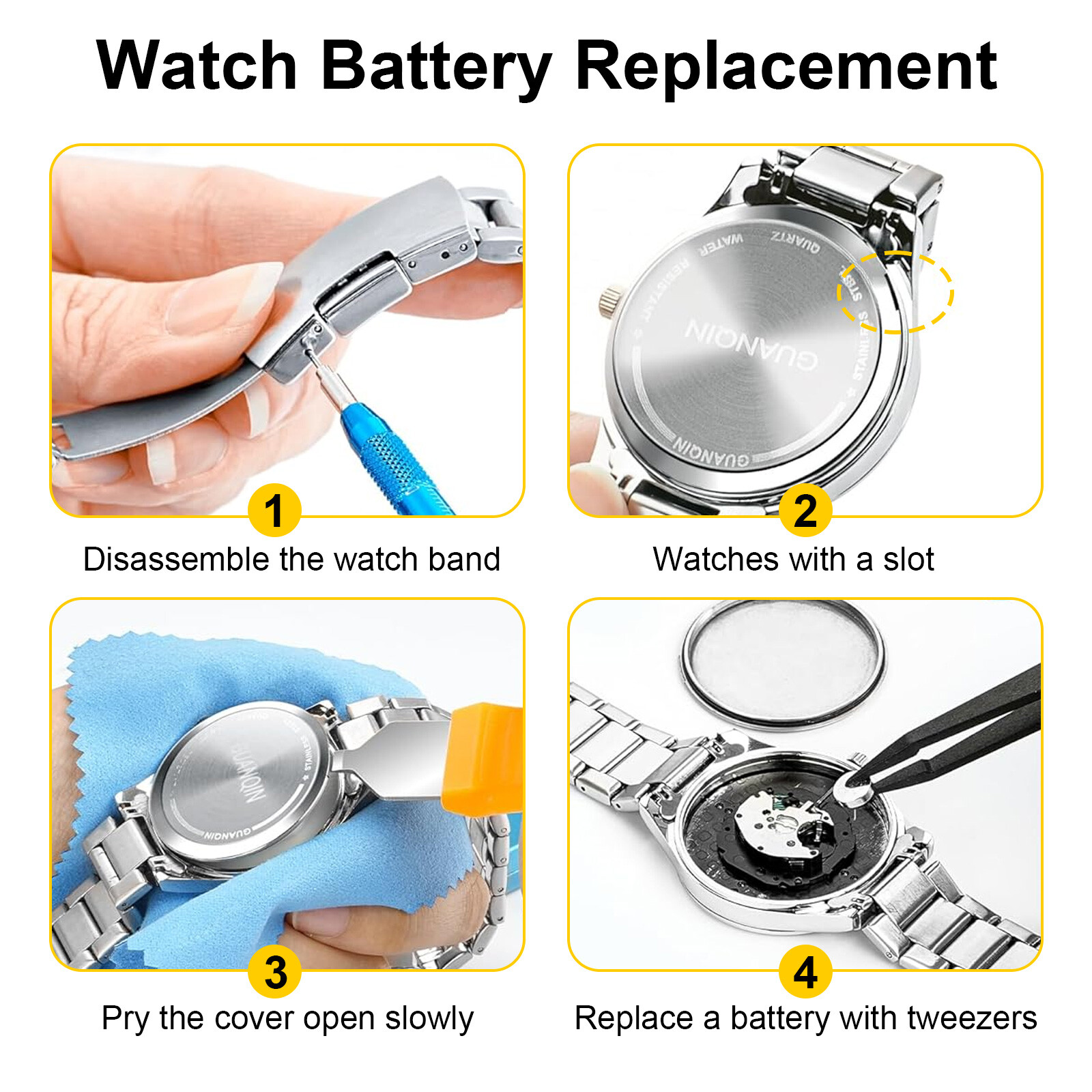 74 pcs Watch Repair Kit Watchmaker Back Case Remover Opener Link Pin Spring Bar
