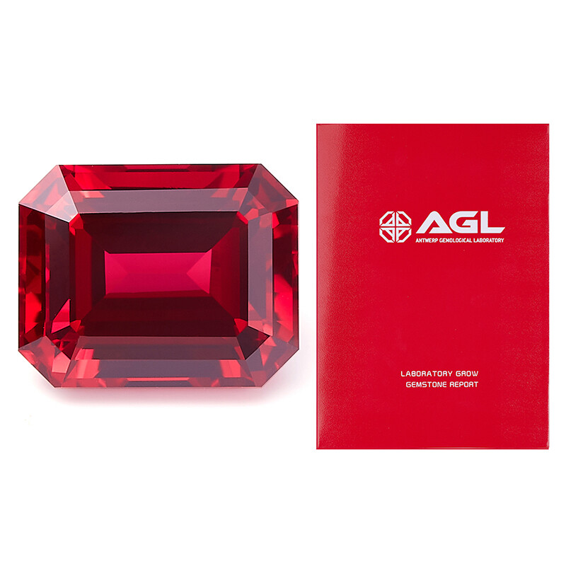 Ruby Emerald Cut Loose Gemstone Lab-Created Genuine Corundum Lab Grown Jewelry