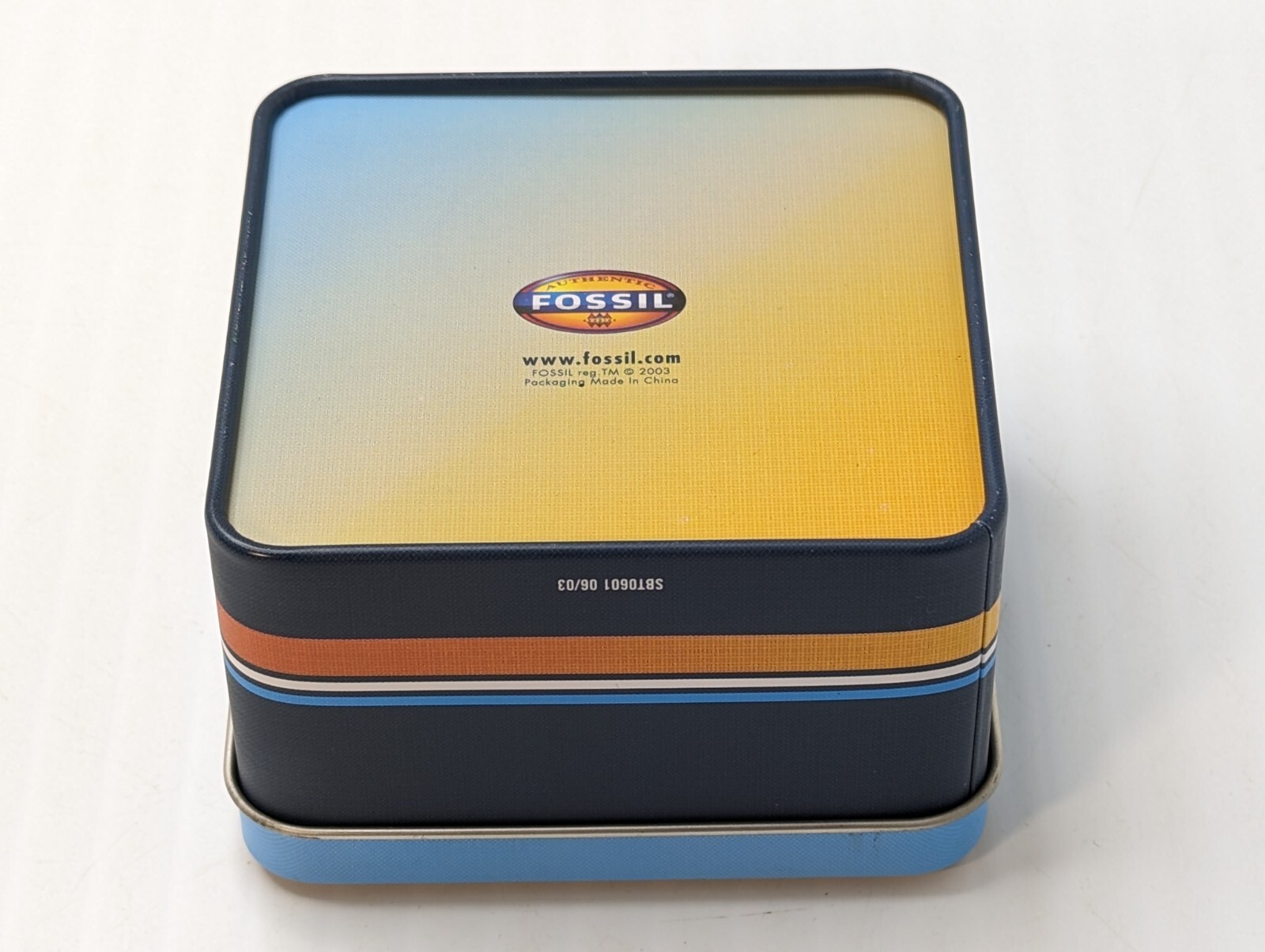 Fossil Empty Metal Watch Tin Box Santa Cruz Surfer 3.5×3.5×2.5″ RARE Ships Free