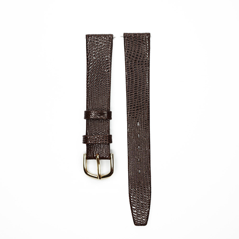 12 14 16 17 18 19 20 21mm Watch Band Strap Lizard Calf Leather Dark Brown Women