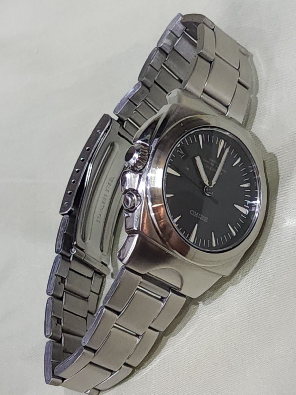 Seiko (SUS AGS) KINETIC 5M42-0E50 A4 Black Dial Japan Vintatage RARE