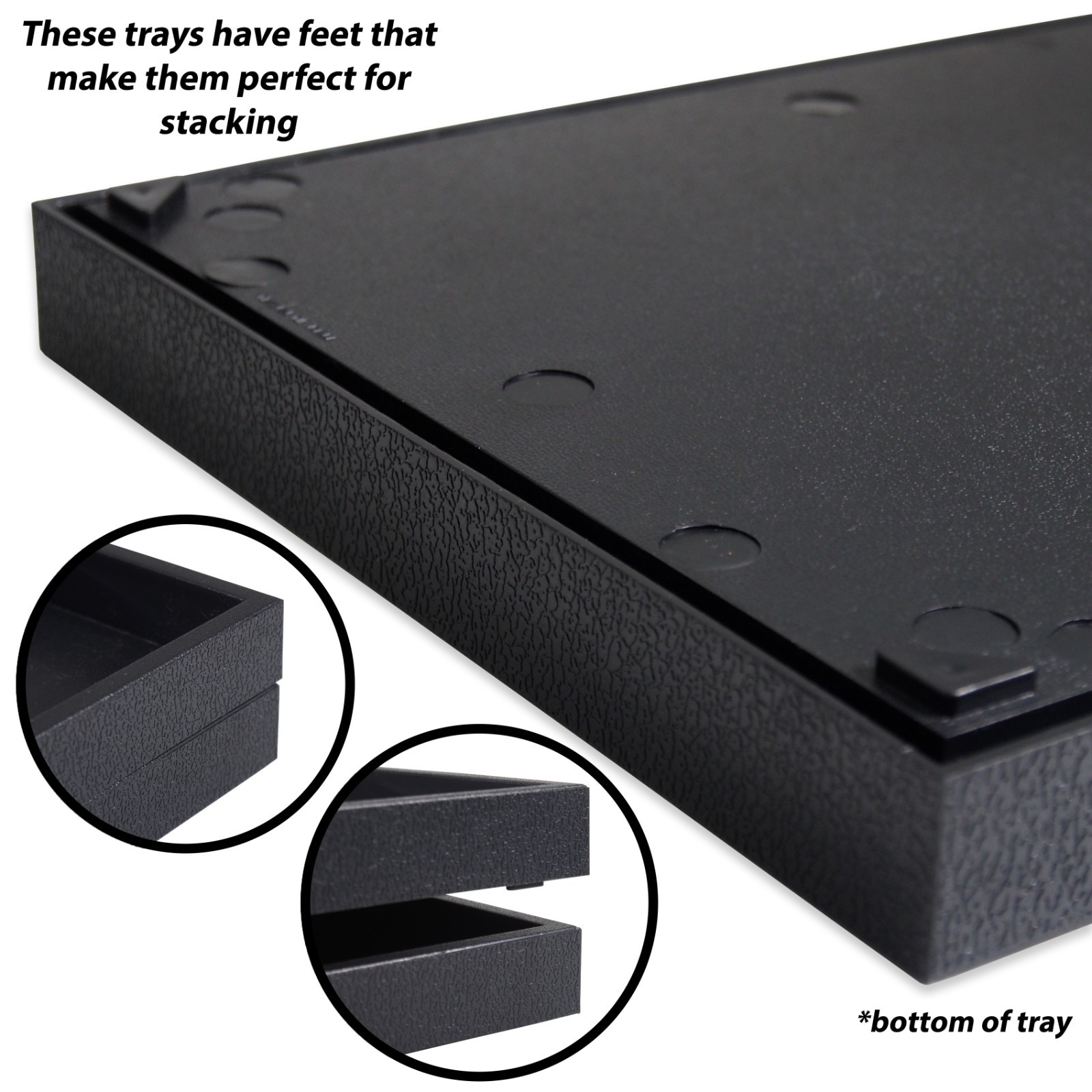 3-Piece 1-Inch Deep Black Plastic Stackable Jewelry Tray 14 3/4″ x 8 1/4″ x 1″