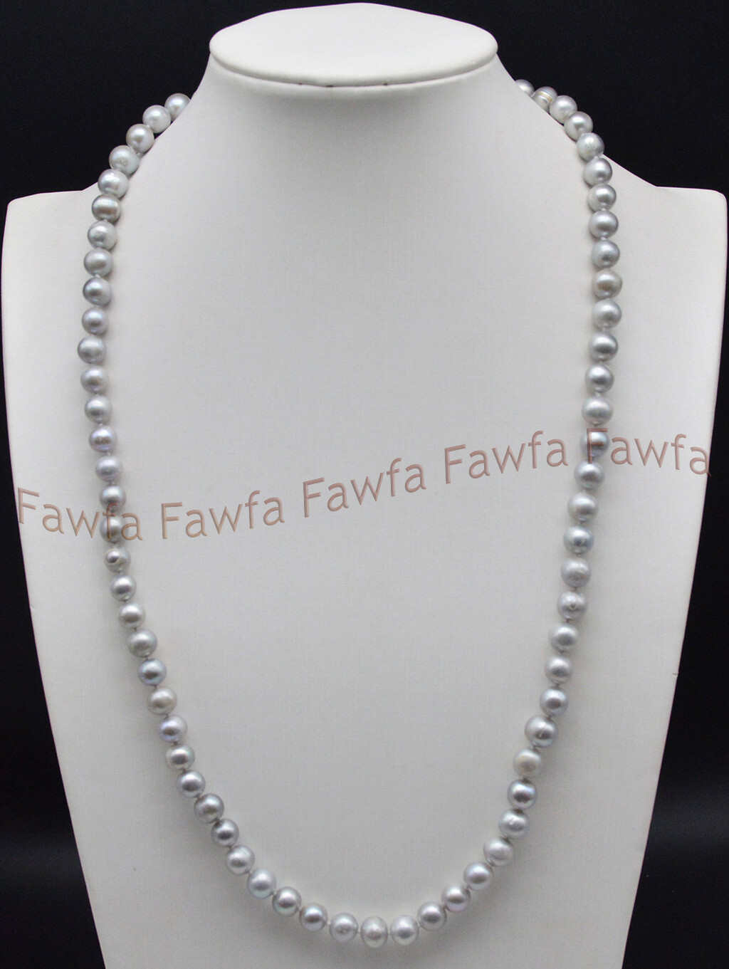 Long 16-48” Silver Akoya Real Freshwater Cultured Pearl Necklace 7-8mm 8-9mm