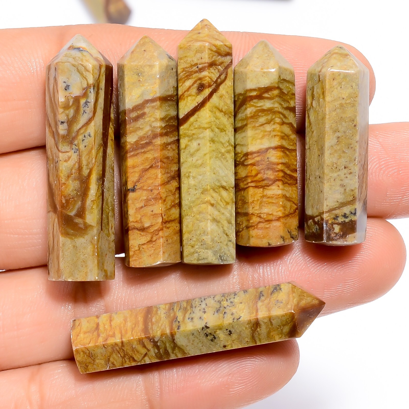 Natural Jasper Tower Healing Crystal Tower Point Gemstone 5 Pieces Set Jasper
