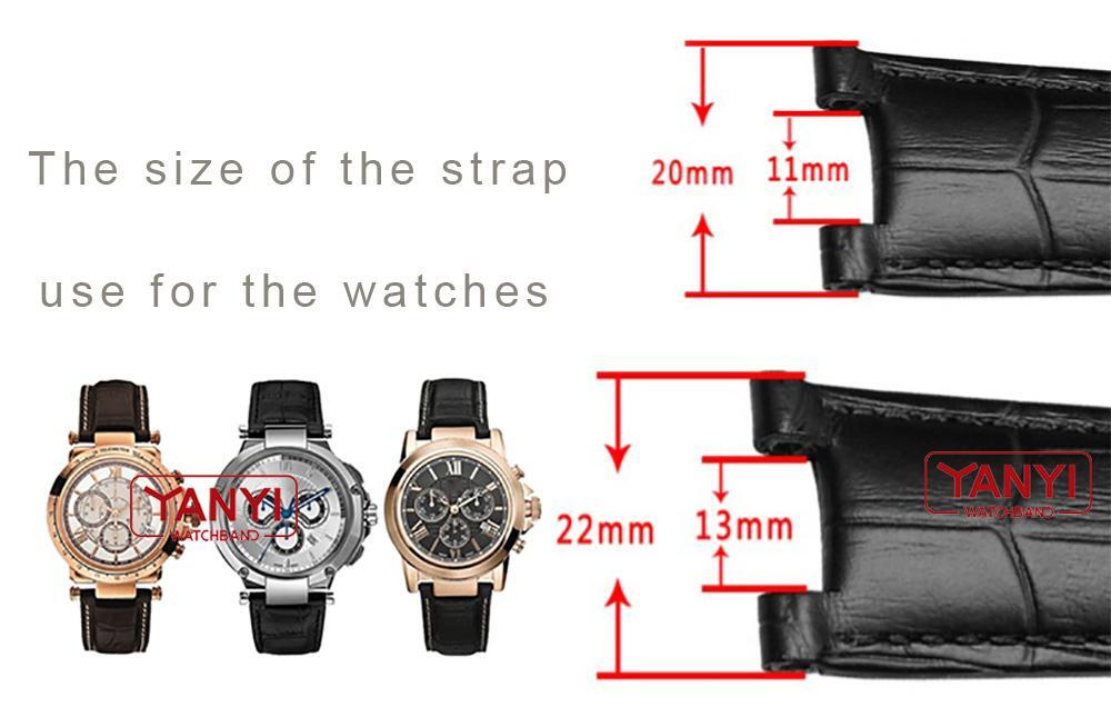 Genuine Leather Watch Strap Fit for Gc 22x13mm 20x11mm Notched Wristwatches Band