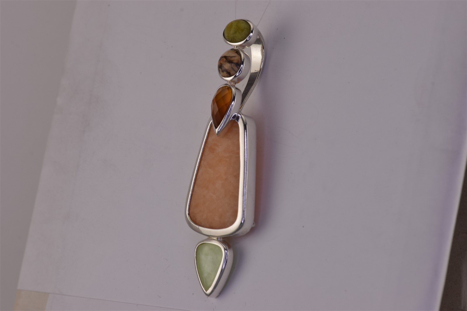 Whitney Kelley Sterling Silver 61mm x 20mm Jasper Agate Aventurine 925 Pendant
