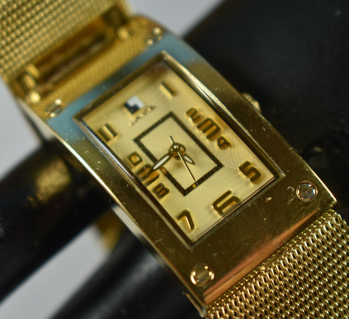 RARE! L.A.M.B. Gwen Stefani Petra Gold Tone Women’s Bracelet Watch NEW BATTERY!