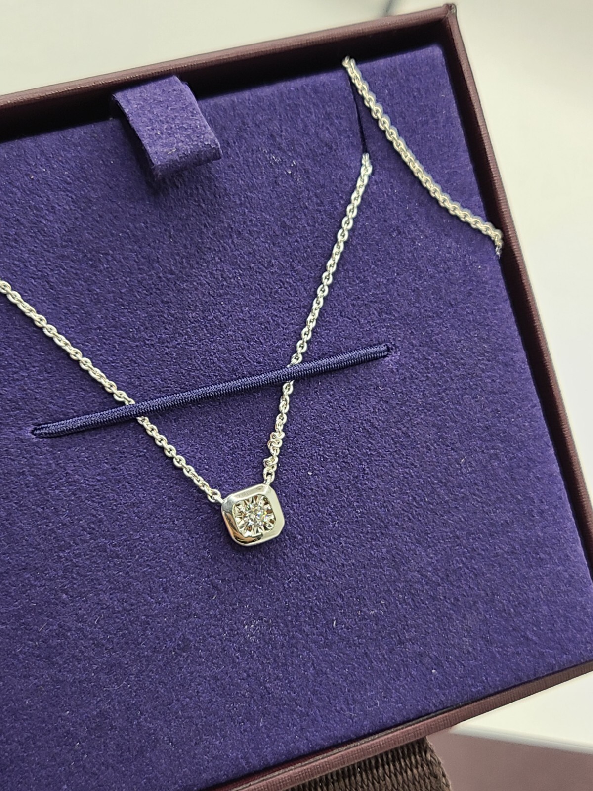 Lab Grown Diamond Solitaire Asscher Chain Necklace Adjustable 41-46cm/16-18″