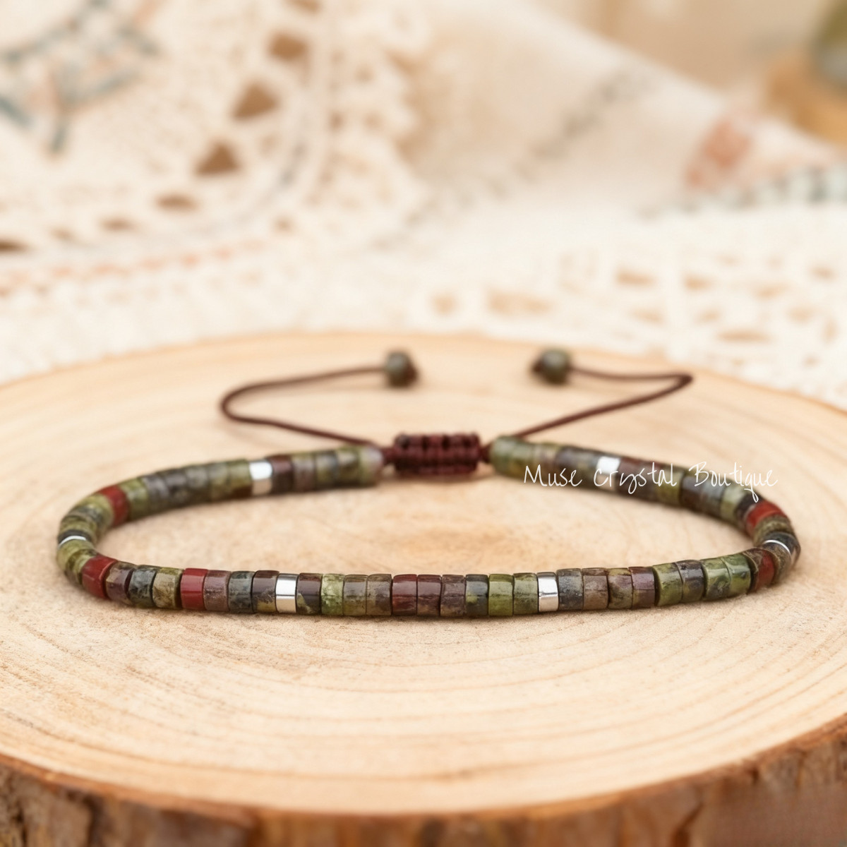 Natural Dragon Blood Stone Healing Reiki Gemstone Bracelet Gift for Men Women