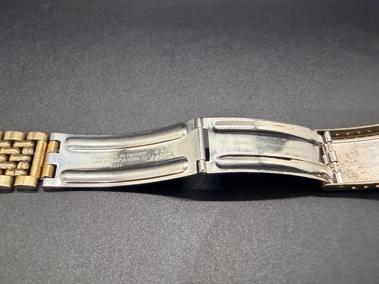 Vintage Omega 8220/511 Gold Plated Beads of Rice Bracelet 18mm Seamaster BOR