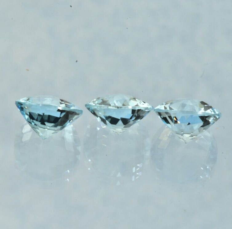 3 pieces Natural Blue Topaz Round Checkerboard Cut 15.56 ct. total 11 mm